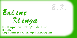 balint klinga business card